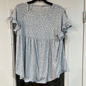 Ruffle Sleeve Polka Dot Blouse